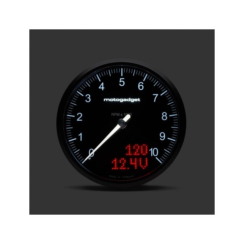 Motogadget, Chronoclassic 2 'Tacho Face'. 10.000RPM. Black B Black with Black Bezel. On this Chronoc