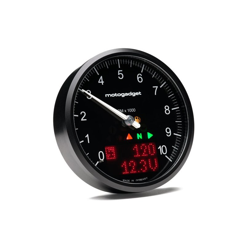 Motogadget, Chronoclassic 2 'Tacho Face'. 10.000RPM. Black B Black with Black Bezel. On this Chronoc