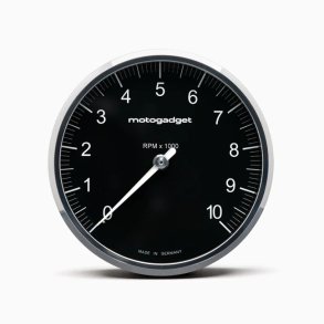 Motogadget, Chronoclassic 2 'Tacho Face'. 10.000 RPM. Pol. B Black with Polished Bezel. 
