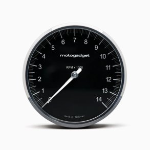 Motogadget, Chronoclassic 2 'Tacho Face'. 14.000 RPM. Pol. B Black with Polished Bezel. 