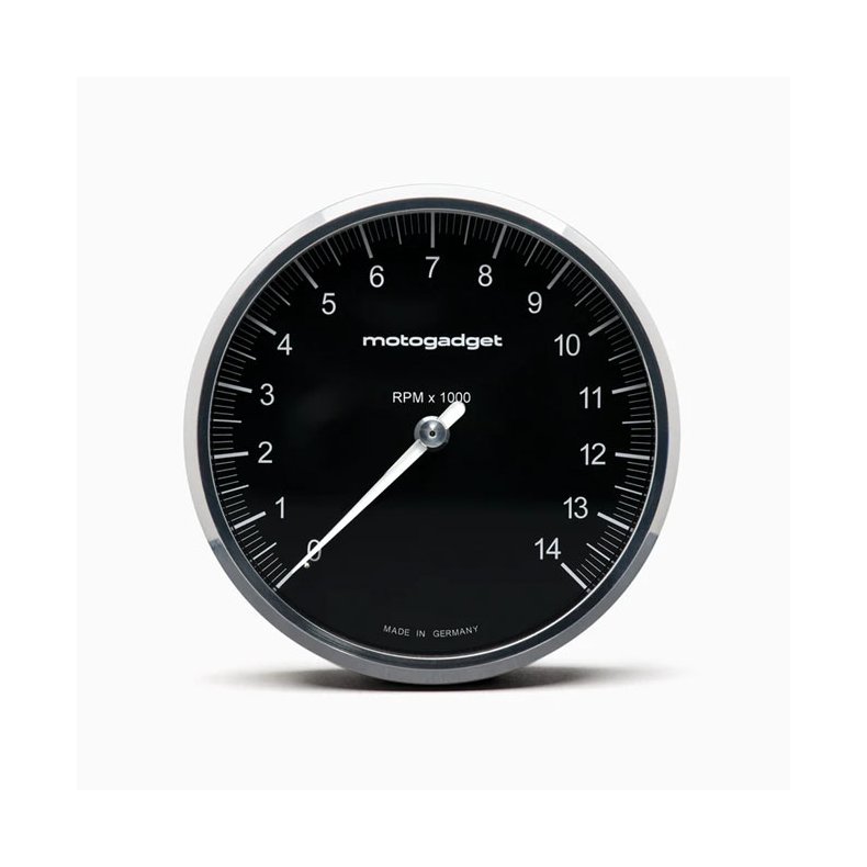 Motogadget, Chronoclassic 2 'Tacho Face'. 14.000 RPM. Pol. B Black with Polished Bezel. 
