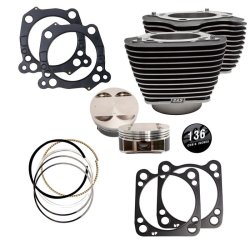 S&S, M8 136" big bore cylinder &amp; piston kit. Clear fins