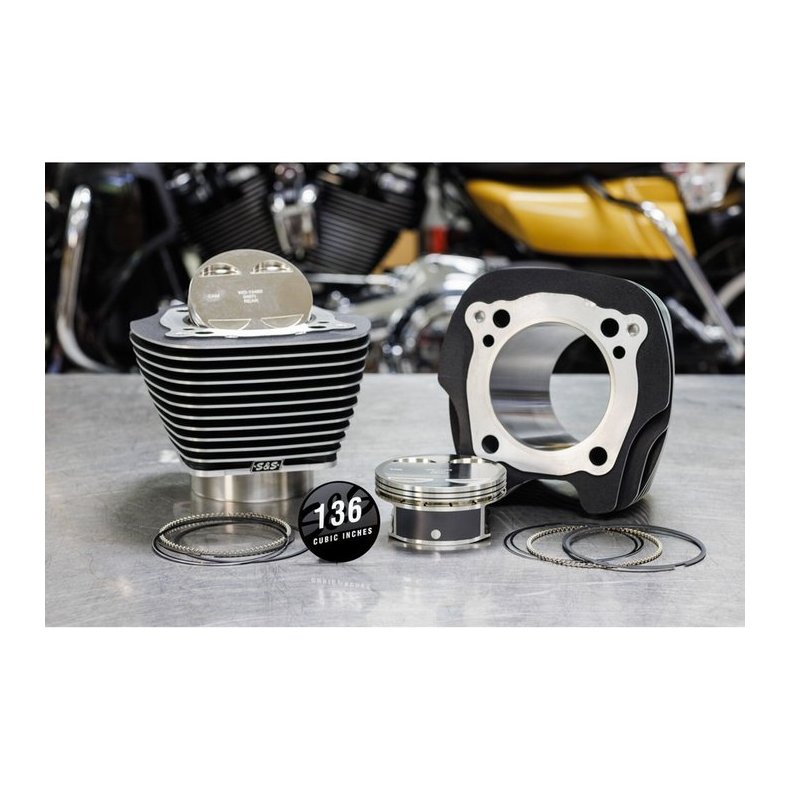 S&S, M8 136" big bore cylinder &amp; piston kit. Clear fins