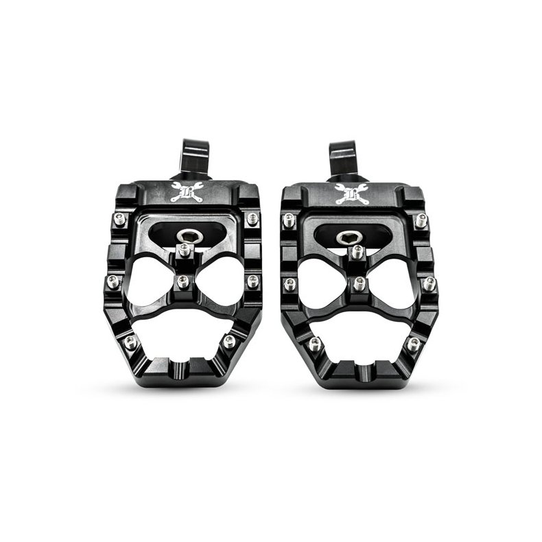 Burly, MX Evolution foot pegs. Black - All H-D with traditional male mount.