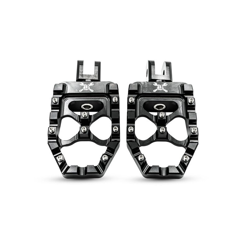 Burly, MX Evolution foot pegs. Black - 18-24 Softail with foot pegs (rider); Triumph Thruxton