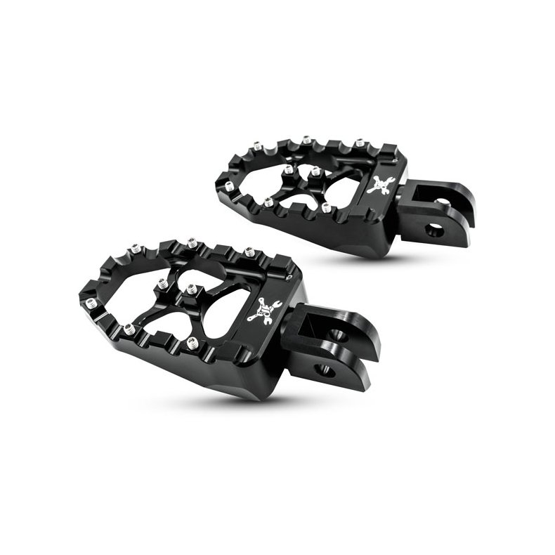 Burly, MX Evolution foot pegs. Black - 18-24 Softail with foot pegs (rider); Triumph Thruxton