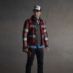 AVENHAM QUILTED CHECKED WOOL JACKET RED tilbud