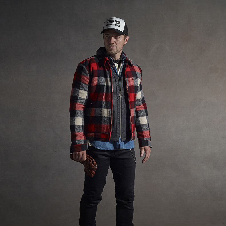 AVENHAM QUILTED CHECKED WOOL JACKET RED tilbud