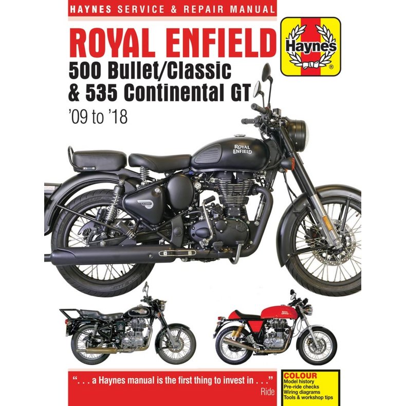 HAYNES REPAIR MANUAL, ROYAL ENFIELD 535 CONTINENTAL GT, BULLET &amp; CLASSIC EFIs (2009-2020), Will also