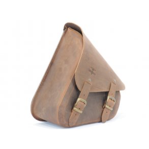 LONGRIDE, LEATHER SWINGARM BAG BROWN; INCL. MOUNTING STRAPS; LEFT SIDE  Fits: > 84-17 SOFTAIL (NU)