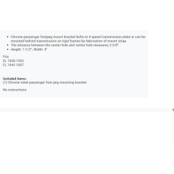 RIGID PASSENGER PEG MOUNT BRACKET