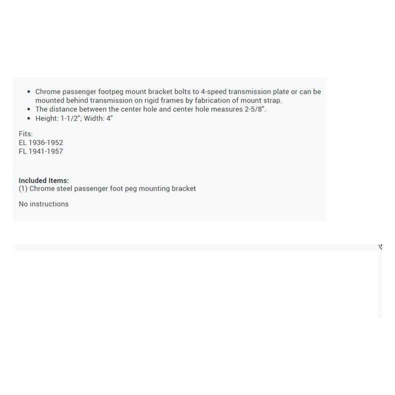 RIGID PASSENGER PEG MOUNT BRACKET