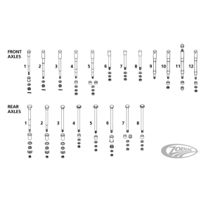 WHEEL AXLE, REAR CAST & LACED WHEELS  Fits: > 08-17 all Dyna