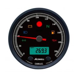 ACEWELL CA085 210 KM/H Speedo Black/Black