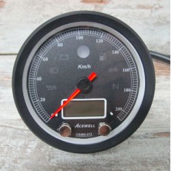 ACEWELL CA085 210 KM/H Speedo Black/Black