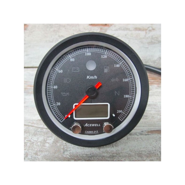 ACEWELL CA085 210 KM/H Speedo Black/Black