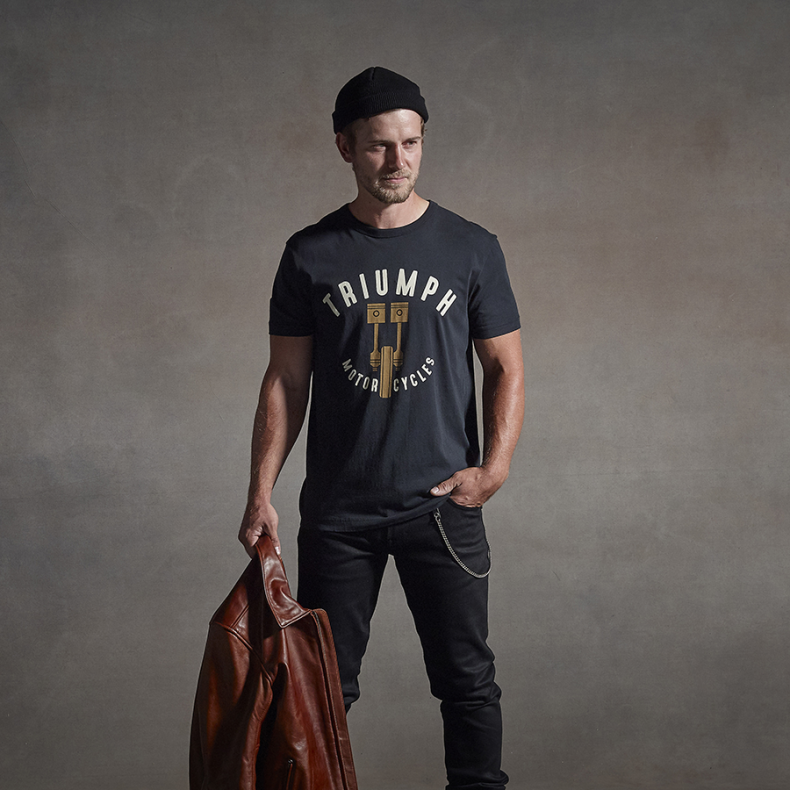 PISTON PRINTED CREW T-SHIRT BLACK