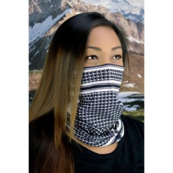 MOTLEY TUBE FLEECE HOUNDSTOOTH BLACK WHITE ONE SIZE