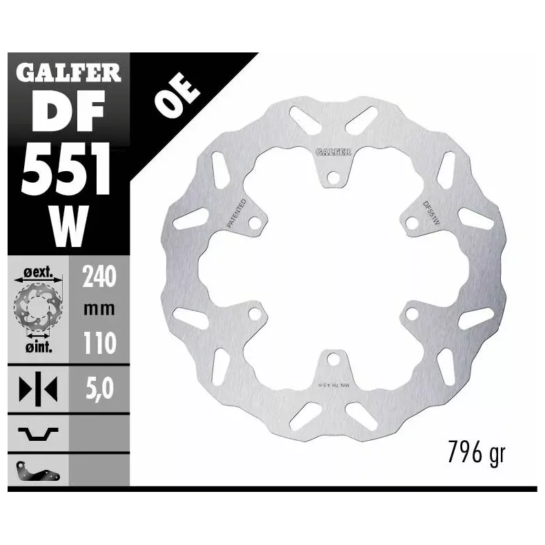 Bremseskive bag. GALFER BRAKE DISC FIXED WAVE