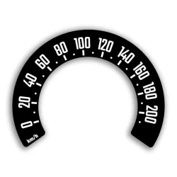 Klistermrke til miles speedo til kmt.(Softail, Dyna) 2018-2023, 5-inch speedometer
