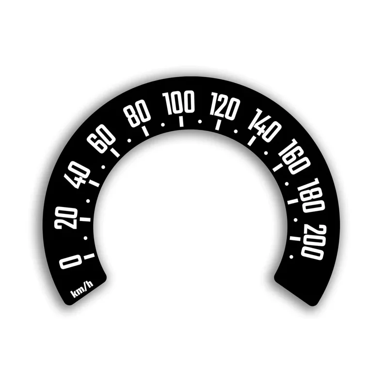 Klistermrke til miles speedo til kmt.(Softail, Dyna) 2018-2023, 5-inch speedometer