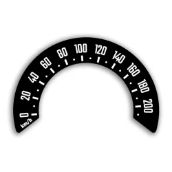 Klistermrke til miles speedo til kmt. (Softail, Dyna) 2018-2023, 4-inch speedometer