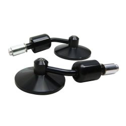 PAIR OF BLACK BILLET BAR END MIRRORS