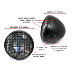 7.7" SCRAMBLER HEADLIGHT BLACK