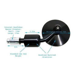 PAIR OF BLACK BILLET BAR END MIRRORS