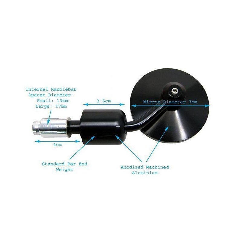 PAIR OF BLACK BILLET BAR END MIRRORS