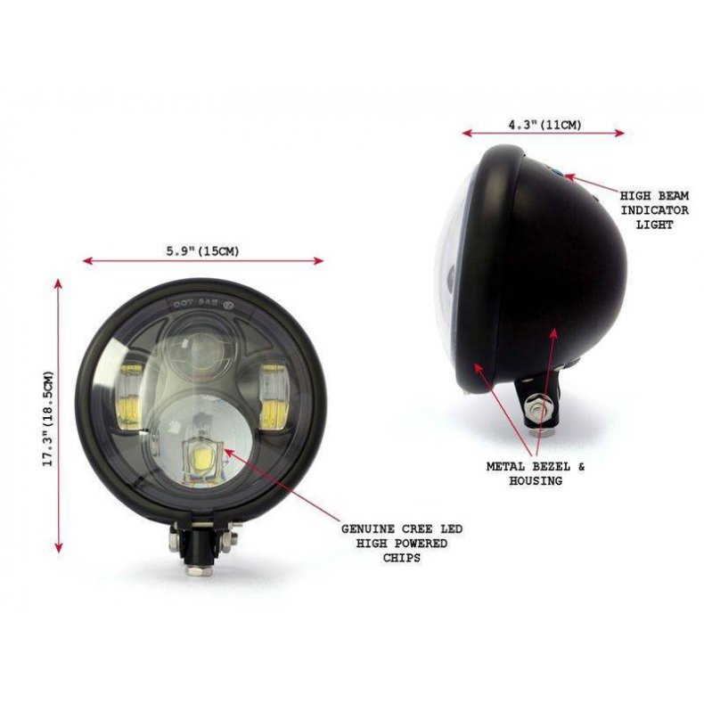  5,75" CREE LED BATES KOPLAMP BOTTOM MOUNT