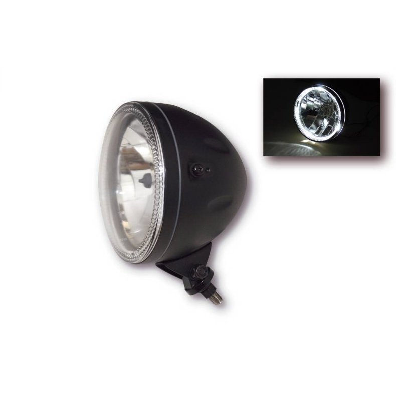 HALO CAFE RACER HEADLIGHT H4, BLACK, E-MARK