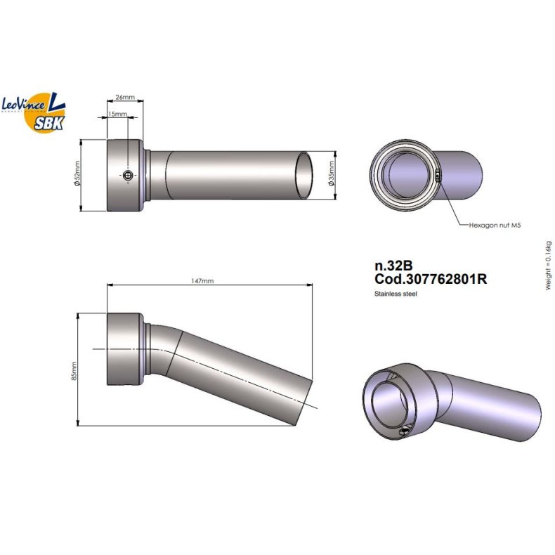 DB/6 Killer til LeoVince- udstdning  Dimension: 48mm 307706801r 