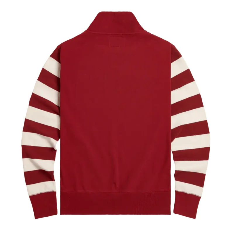 HIGHLY DOUBLE PIQUE HALF ZIP SWEATSHIRT DARK RED.