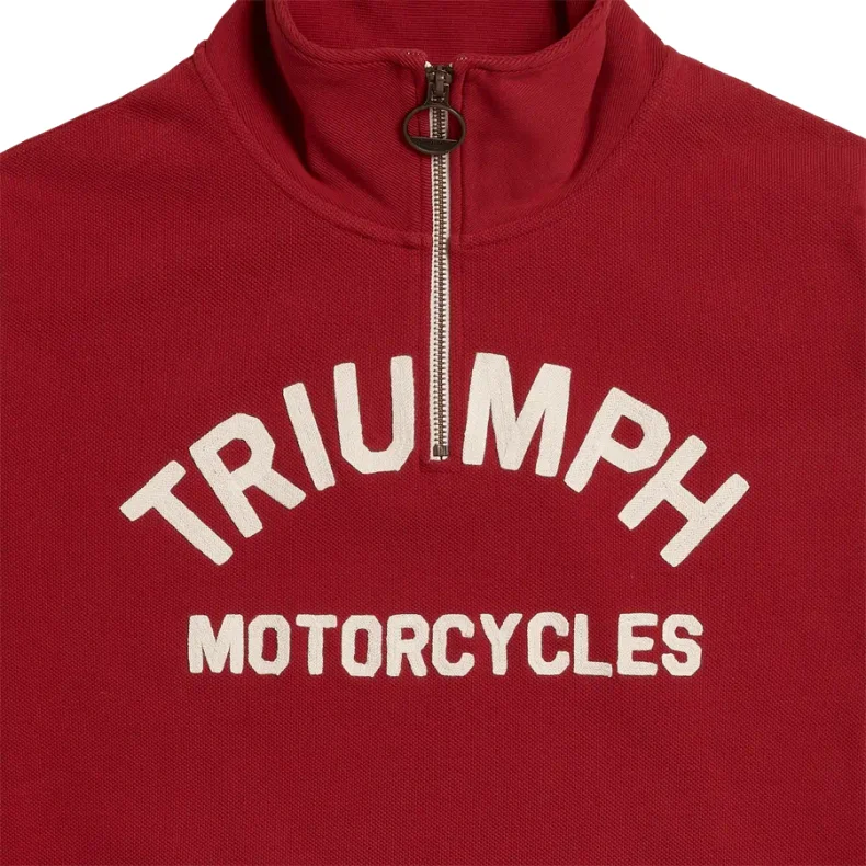 HIGHLY DOUBLE PIQUE HALF ZIP SWEATSHIRT DARK RED.