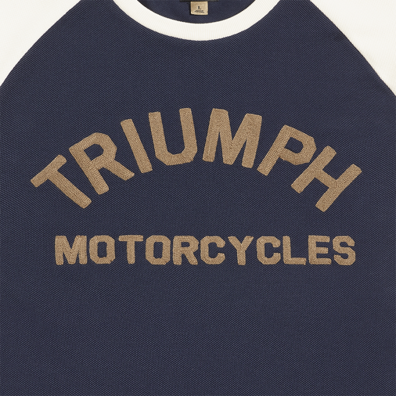 TRIUMPH MOTORCYCLES - RANDALBY DOUBLE PIQUE LONG SLEEVE - INDIGO/BONE