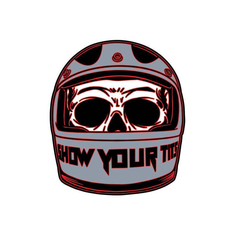 DOWN-N-OUT SHOW YOUR HELMET STICKER 7,62 x 11,43 cm