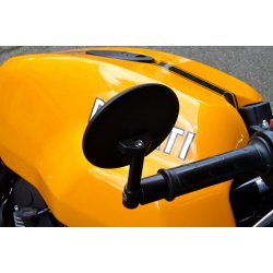 PAIR OF BLACK BAR END MIRROR