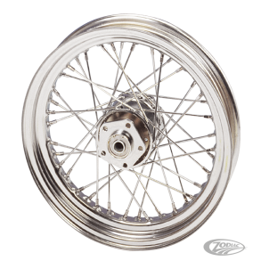 2.15x21 with chrome spokes and chrome V-Twin Mfg. hub til 1 skive