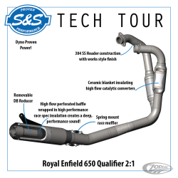 S&S QUALIFIER 2-INTO-1 EXHAUST SYSTEM FOR ROYAL ENFIELD 650 TWINS
