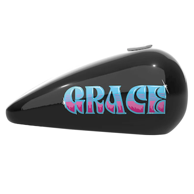 Set of two Pulp Fiction's "Grace" scripts, crisp white, blue, magenta and ruby red on transparent vinyl, die cut