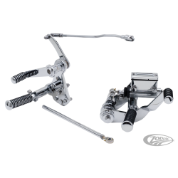 CHROME FORWARD CONTROL KITS WITH MASTER CYLINDER FOR BIG TWINS, Med pegs.