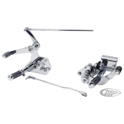CHROME FORWARD CONTROL KITS WITH MASTER CYLINDER FOR BIG TWINS, Med pegs.