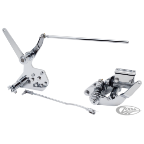 CHROME FORWARD CONTROL KITS WITH MASTER CYLINDER FOR BIG TWINS, uden pegs.