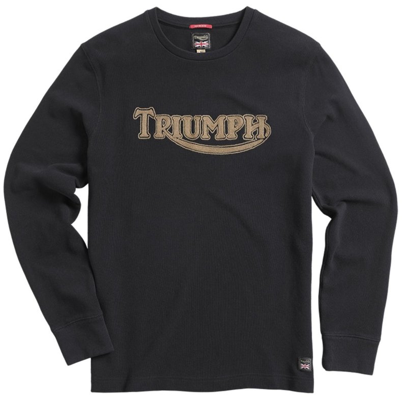 TRIUMPH MOTORCYCLES - TATE DOUBLE PIQUE LONG SLEEVE TOP - BLACK