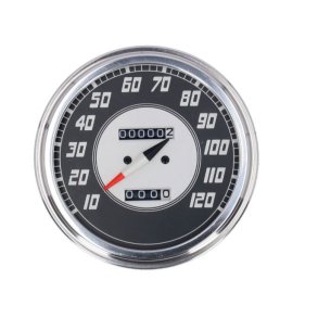 FL speedometer, '46-47 face', silver/black. 2:1 kmh
